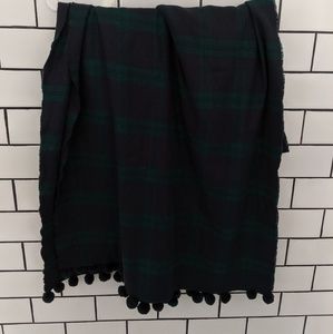 J crew tartan plaid pom pom scarf